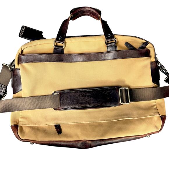 HTF 2009 Tumi Townhouse Sloane Briefcase Khaki/Leather $795 Retail - Picture 8 of 13